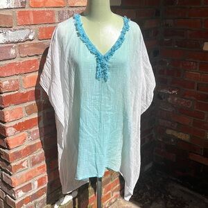 J. Jill Ombré Caftan Poncho Swim Coverup BlueSize S-L